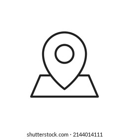 Navigation point on the map thin line icon. Linear symbol. Vector illustration.
