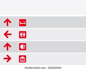 Navigation pointer with icons - Hotel, WC, etc.