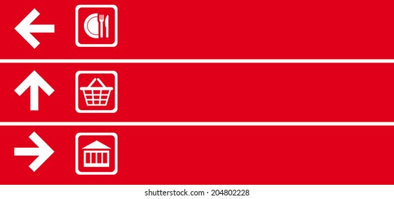 Navigation pointer with icons - Hotel, WC, etc.