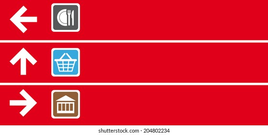 Navigation pointer with icons - Hotel, WC, etc.