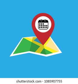Navigation pointer map with calender icon
