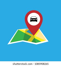 Navigation pointer map with car icon