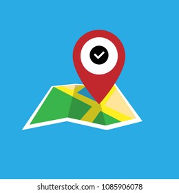Navigation pointer map with success icon