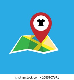 Navigation pointer map with t-shirt icon