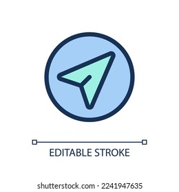 Navigation pointer pixel perfect RGB color ui icon. GPS cursor. Tracking. Simple filled line element. GUI, UX design for mobile app. Vector isolated pictogram. Editable stroke. Arial font used