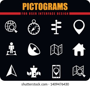 navigation professional pictograms for user interface design