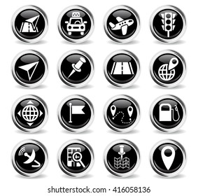 navigation ransport map web icons for user interface design