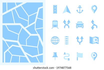 Navigation road. Direction signs arrows point marks for maps travellers symbols way pin geography street garish vector pictures set isolated