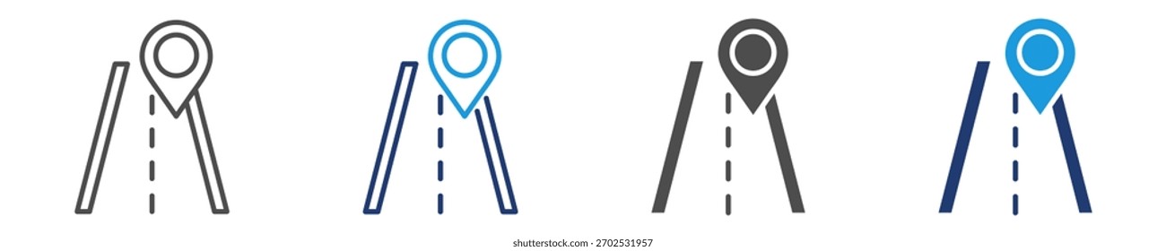 navigation road icon set multiple style