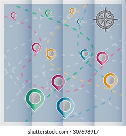 Navigation road map background. Route and location concept