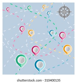 Navigation road map background. Route and location concept