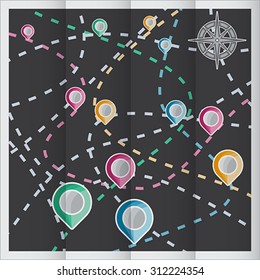 Navigation road map background. Route and location concept