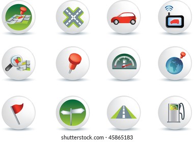 navigation road travel collection of icons illustration set