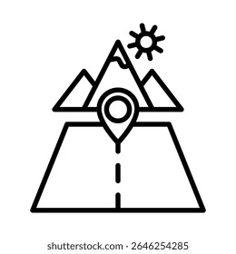 Navigation road trip icon outline set sign