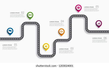 Navigation Roadmap Infographic Timeline Concept With Place For Data. Vector Illustration.