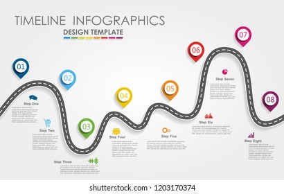 Navigation Roadmap Infographic Timeline Concept With Place For Data. Vector Illustration.