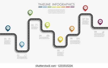 Navigation Roadmap Infographic Timeline Concept With Place For Data. Vector Illustration.