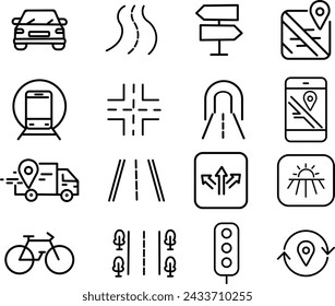 Navigation  roads Driving and Traffic Icons