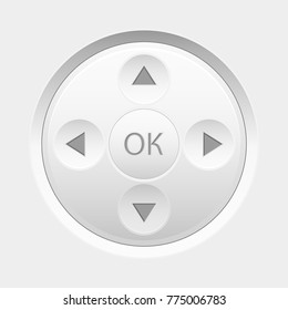 Navigation round button. OK icon. Vector 3d illustration