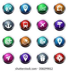 Navigation round glossy web icon set