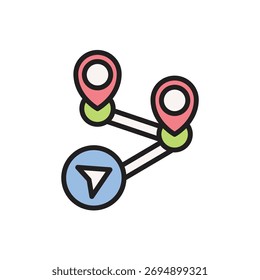 Icono de ruta de navegación Ilustración vectorial