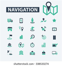 navigation, route, map, navigator  icons, signs vector concept set for infographics, mobile, website, application
