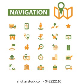 navigation, route, map, navigator  icons, signs vector concept set for infographics, mobile, website, application
