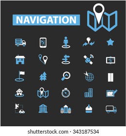 navigation, route, map, navigator  icons, signs vector concept set for infographics, mobile, website, application
