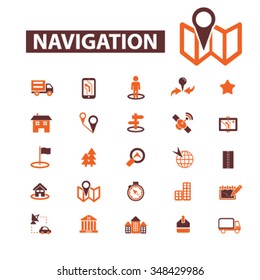 navigation, route, map, navigator  icons, signs vector concept set for infographics, mobile, website, application