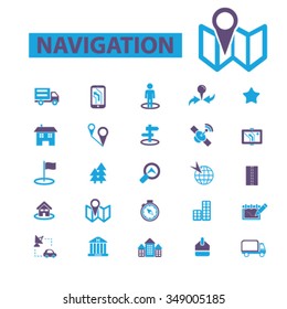 navigation, route, map, navigator  icons, signs vector concept set for infographics, mobile, website, application

