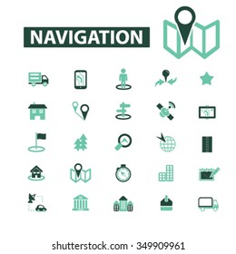 navigation, route, map, navigator  icons, signs vector concept set for infographics, mobile, website, application
