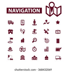 navigation, route, map, navigator  icons, signs vector concept set for infographics, mobile, website, application
