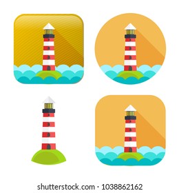 Navigation Sea Tower Icon - Vector Lighthouse - Ocean Navigation Symbol - Sea House