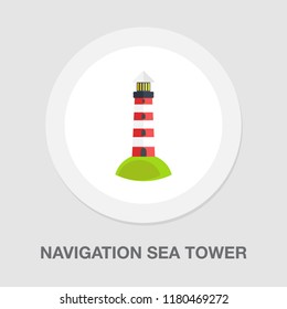 Navigation Sea Tower Icon - Vector Lighthouse - Ocean Navigation Symbol - Sea House