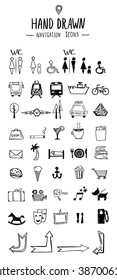 Navigation set hand drawn icon set. Vector illustration