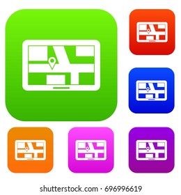 Navigation set icon in different colors isolated vector illustration. Premium collection