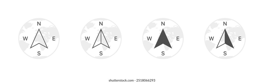 Navigation set icons. Flat and silhouette style. Vector icons.