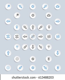 Navigation set of web ui 3d plastic, paper icons in blue and grey colors
