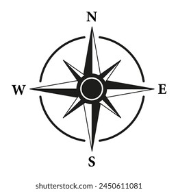 Navigation sign. Compass sign. Silhouette style.