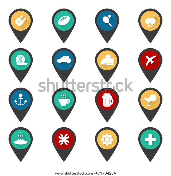 Navigation\
sign with flat popular travel icons vector\
set