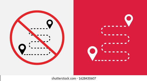 Navigation Sign. Gps Navigation Icon. Distance Travelling Roadway. Forbidden Road Icon. No Way Icon. Do Not Enter. Prohibited Road Sign. Vector Illustration Icon. Icons Set