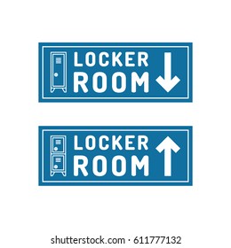 Navigation sign showing the direction where the sports locker room. Vector illustration isolated on white background