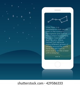 Navigation smartphone in the starry sky vector.