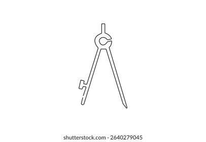 Navigation Software Continuous Line Editable Stroke Icon, Compass line continuous drawing vector,   or divider in single line draw illustration. 
