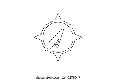 Navigation Software Continuous Line Editable Stroke Icon, Compass line continuous drawing vector,   or divider in single line draw illustration. 