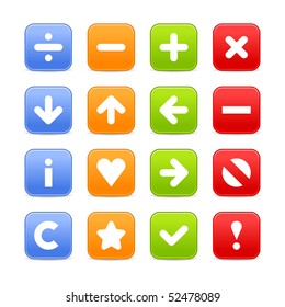 Navigation square web buttons set of icons with shadow on white
