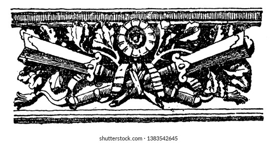 Navigation Symbol is found in front of the Tuileries a royal palace, it is in Paris, vintage line drawing or engraving.
