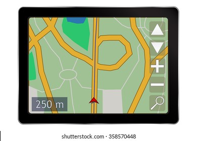 Navigation system.  GPS satellite system device. Vector isolated on white background.