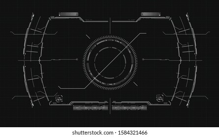 The navigation system, the HUD interface design. Digital radar screen. Abstract technology ui design vector. graphic of airplane interface with digital radar.