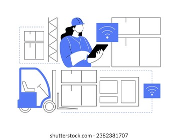 Navigation system isolated cartoon vector illustrations. Smart warehouse manager using navigation software, inventory technologies, professional control of work on stock vector cartoon.